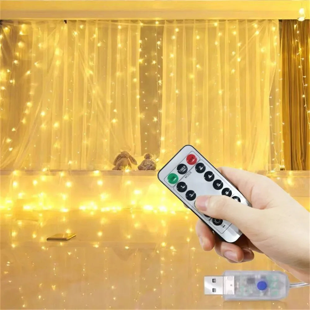1pc USB 3x3/3*2/3*1 LED Curtain Bedroom Lights Garland Fairy Light Festoon Wedding Home Bedroom Decoration Lighting