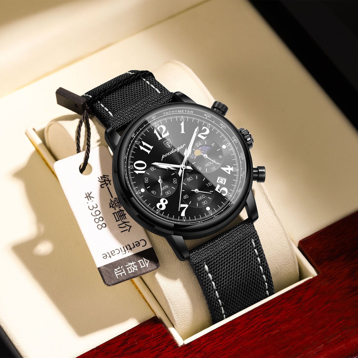Montre à quartz étanche multifonctionnelle à la mode pour hommes