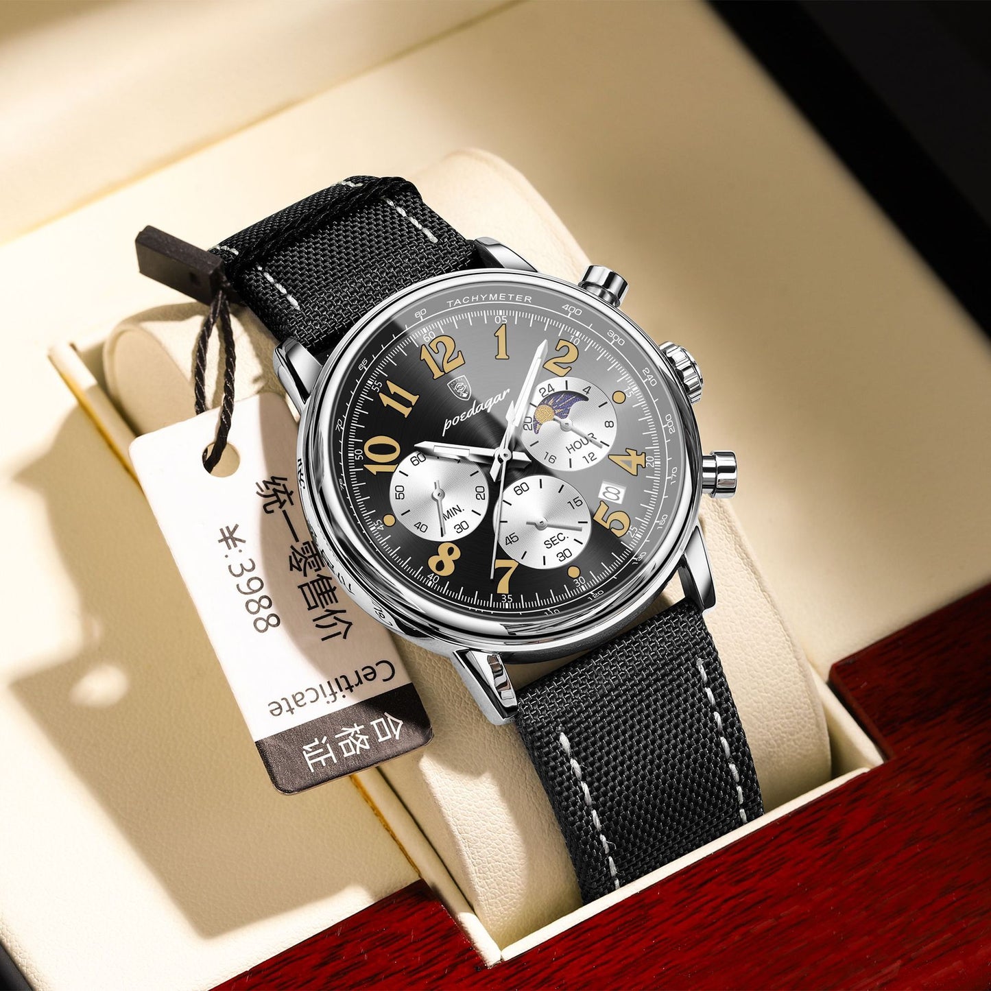 Montre à quartz étanche multifonctionnelle à la mode pour hommes
