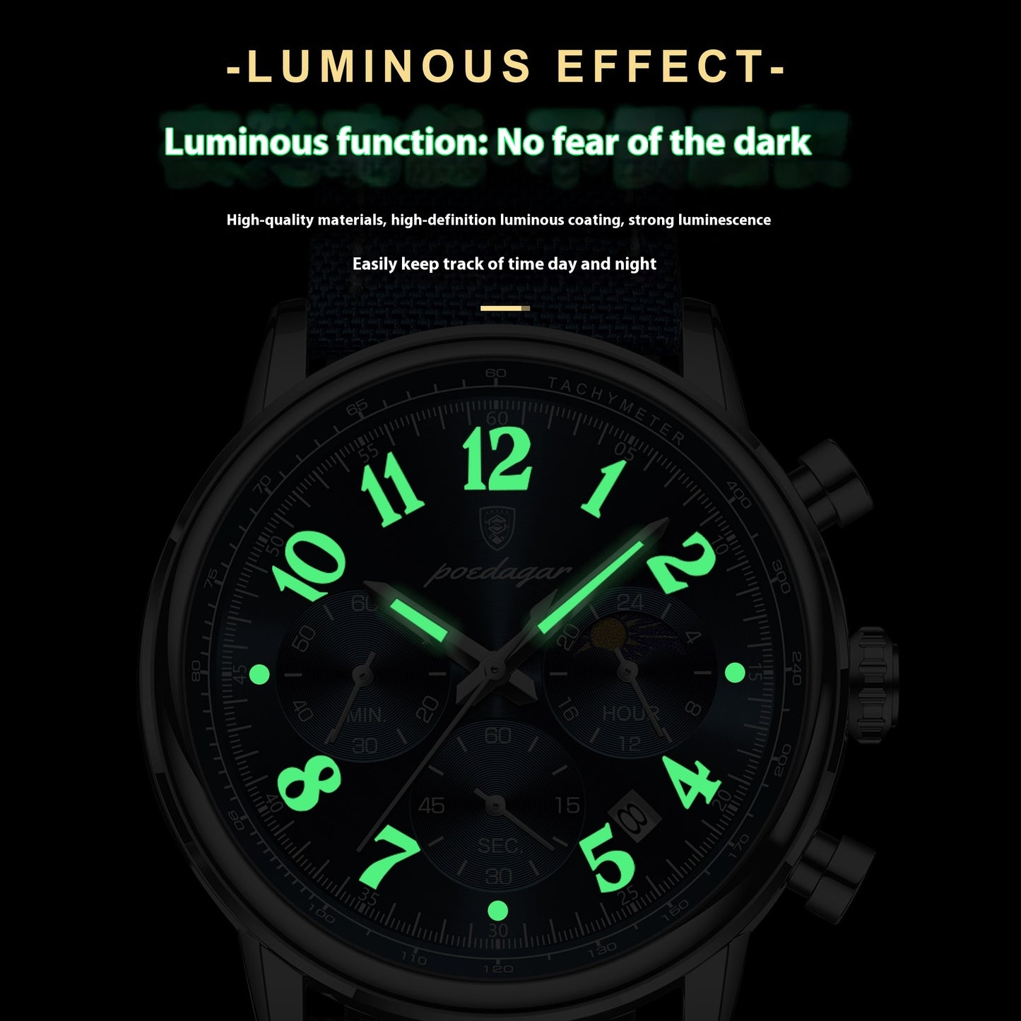 Montre à quartz étanche multifonctionnelle à la mode pour hommes