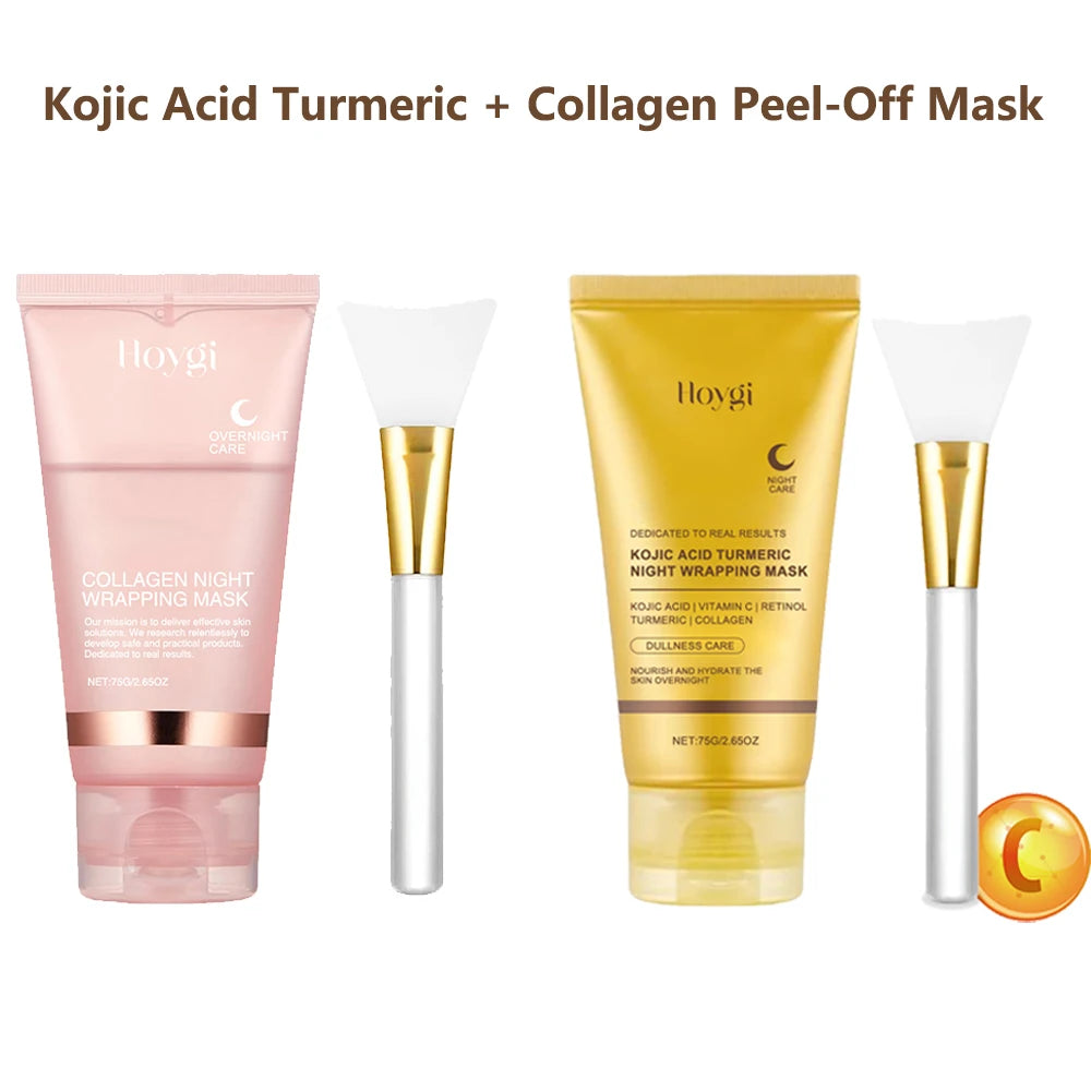 Masque peel-off enrichi en collagène, acide kojique et curcuma