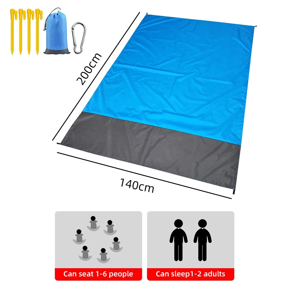 200 X 140cm Waterproof Beach Blanket Sandproof Beach Mat Outdoor Lightweight Picnic Portable for Camping Travel Hiking Sports