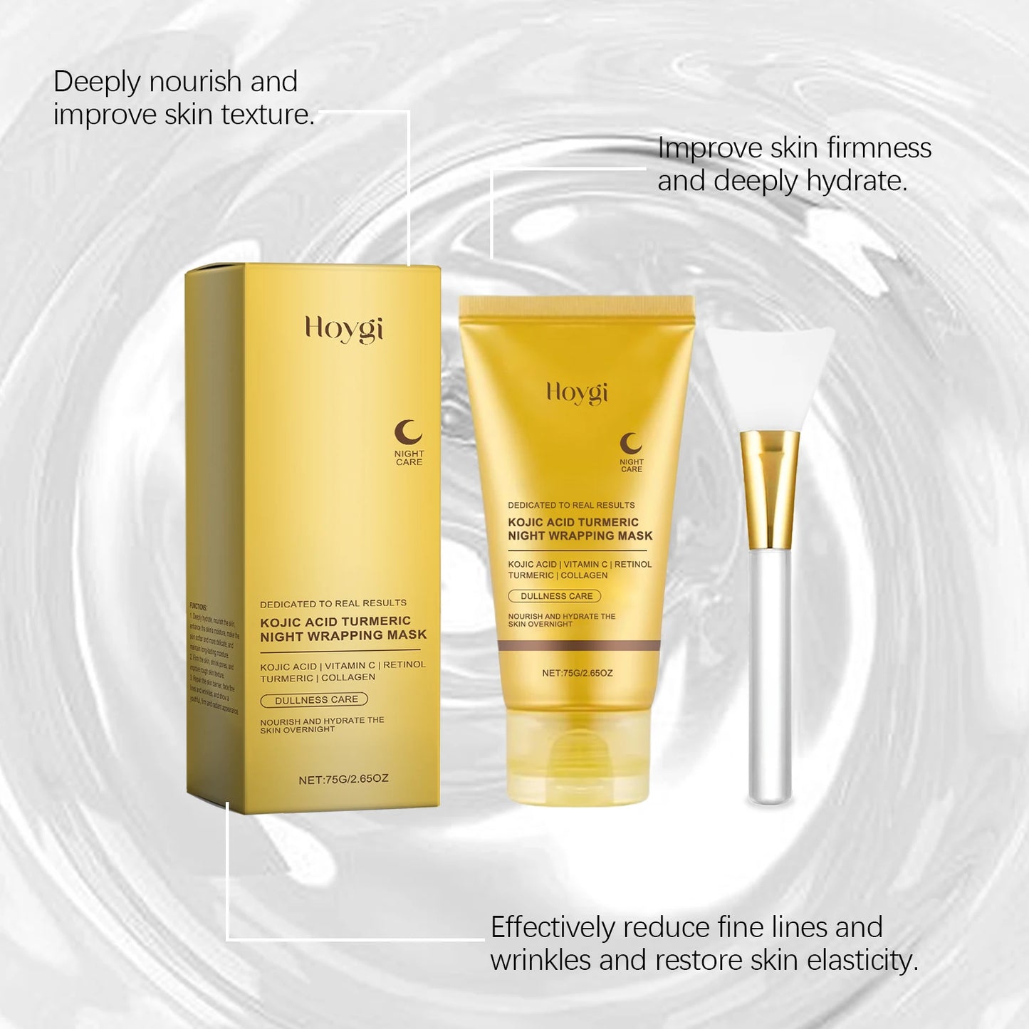 Masque peel-off enrichi en collagène, acide kojique et curcuma
