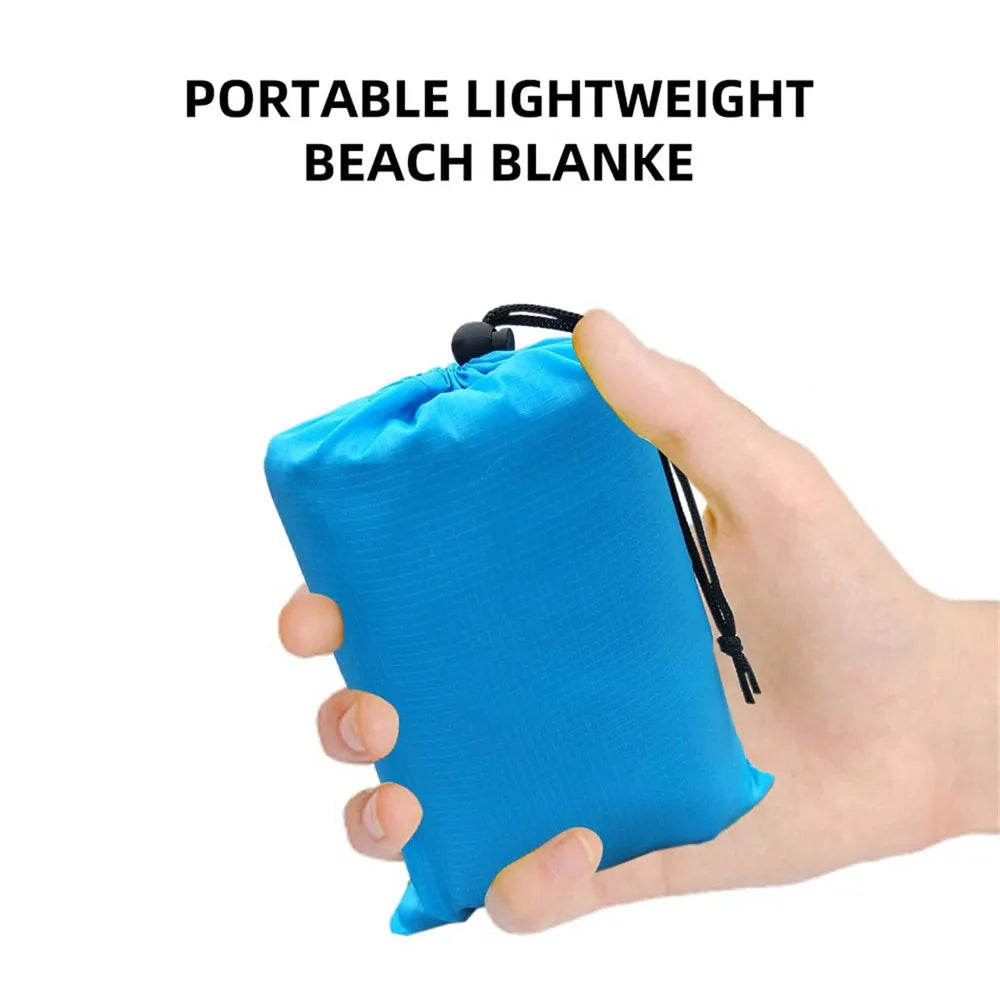 2x2.1m Portable Waterproof Sand Free Pocket Beach Blanket Large Lightweight Foldable Camping Picnic Mat for 4-6 Adults Outdoor