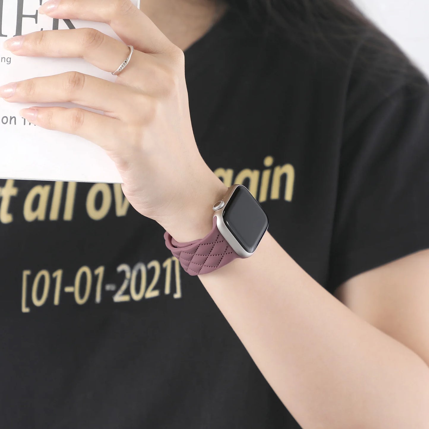 Bracelet en silicone pour Apple Watch. Disponible dans une variété de tailles et couleurs