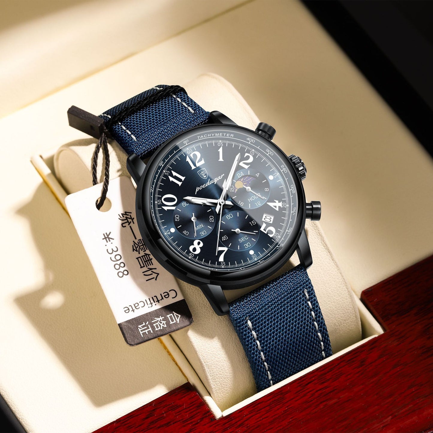 Montre à quartz étanche multifonctionnelle à la mode pour hommes