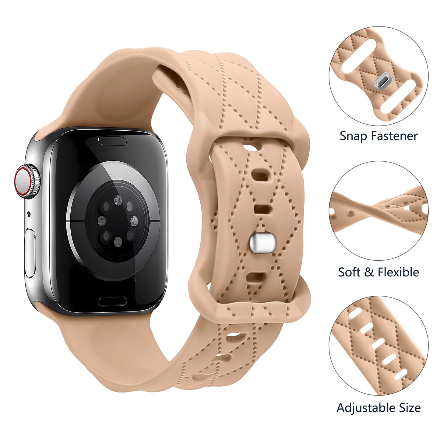Bracelet en silicone pour Apple Watch. Disponible dans une variété de tailles et couleurs