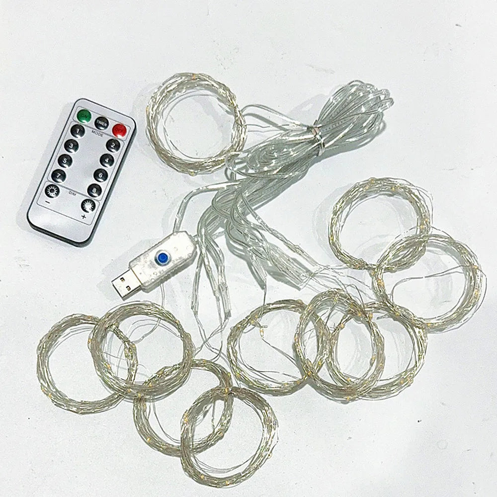 1pc USB 3x3/3*2/3*1 LED Curtain Bedroom Lights Garland Fairy Light Festoon Wedding Home Bedroom Decoration Lighting