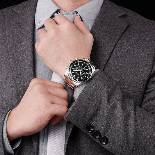 montre homme combine un design sportif avec un calendrier pratique et un affichage lumineux